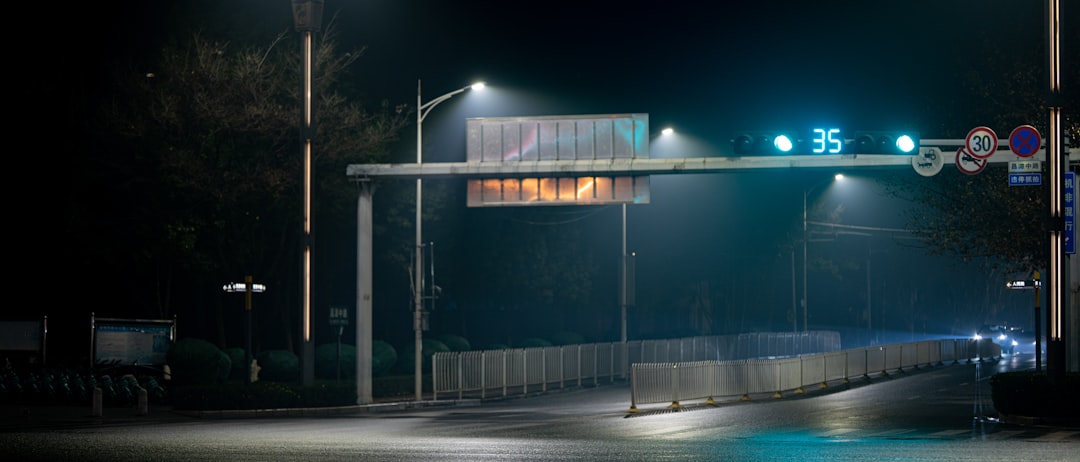 Rua Da Cidade a Noite Com Placas Iluminadas E Semaforos dwfwhkkPaWo