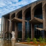 Modern architecture with water features in Brasília, reflecting the unique style of the city.