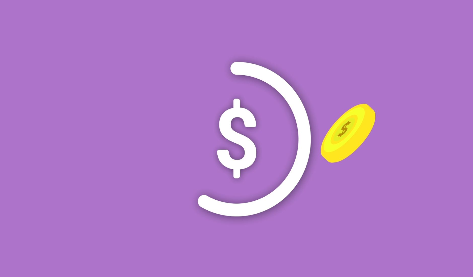 Decorative cardboard illustration of dollar and loading wheel symbols during financial transaction on violet background